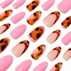 Tortoiseshell Pink French Stiletto Vegan Faux Nail Set - 24 Pack