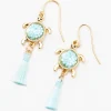 Turquoise Turtle Tassel 1.5" Drop Earrings