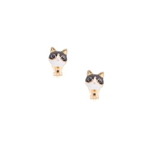 Tuxedo Cat Clip-On Earrings