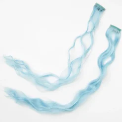 Two Tone Blue Curly Faux Hair Clip In Extensions - 2 Pack