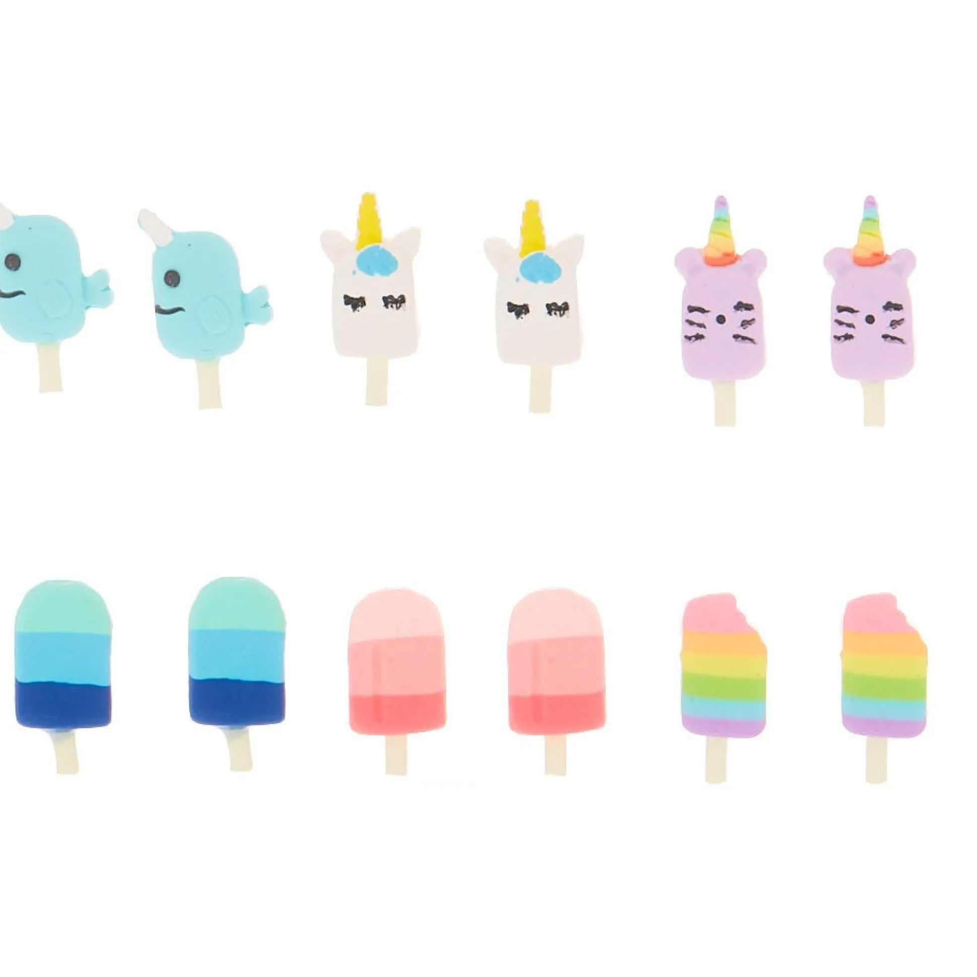 Unicorn Ice Pop Stud Earrings - 6 Pack