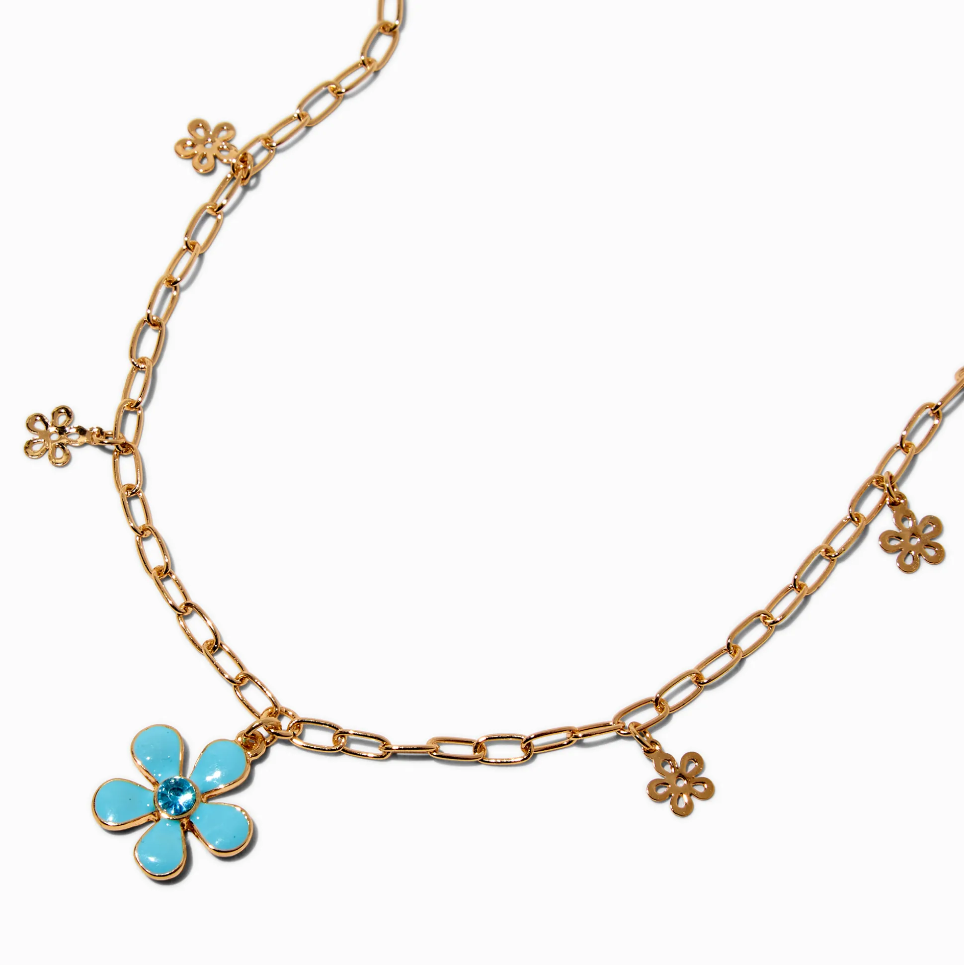 UV Color-Changing Blue Flower Charm Necklace