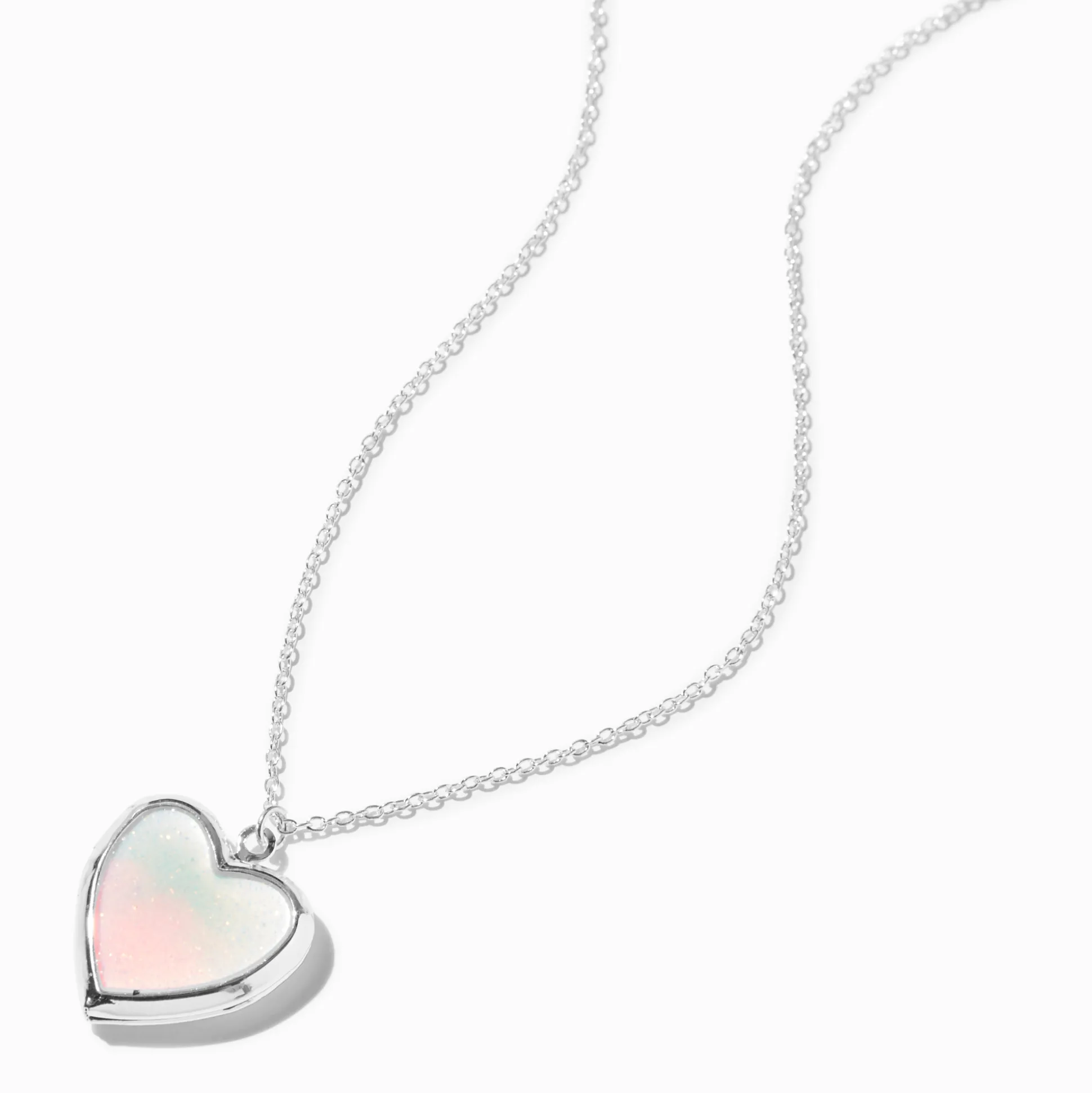 UV Color-Changing Ombré Heart Locket Pendant Necklace