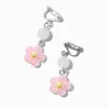 UV Color-Changing Pink Daisy Clip-On Drop Earrings