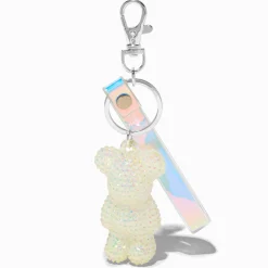 White Bling Bear Keychain
