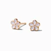 White Daisy Gold-tone Stud Earrings