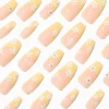 White Daisy Yellow French Tip Squareletto Vegan Faux Nail Set - 24 Pack