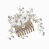 White Flower & Pearl Gold-tone Hair Comb