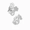 White Flower Silver-tone Clip-On Stud Earrings