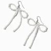 White Pearl Bow 3" Drop Earrings