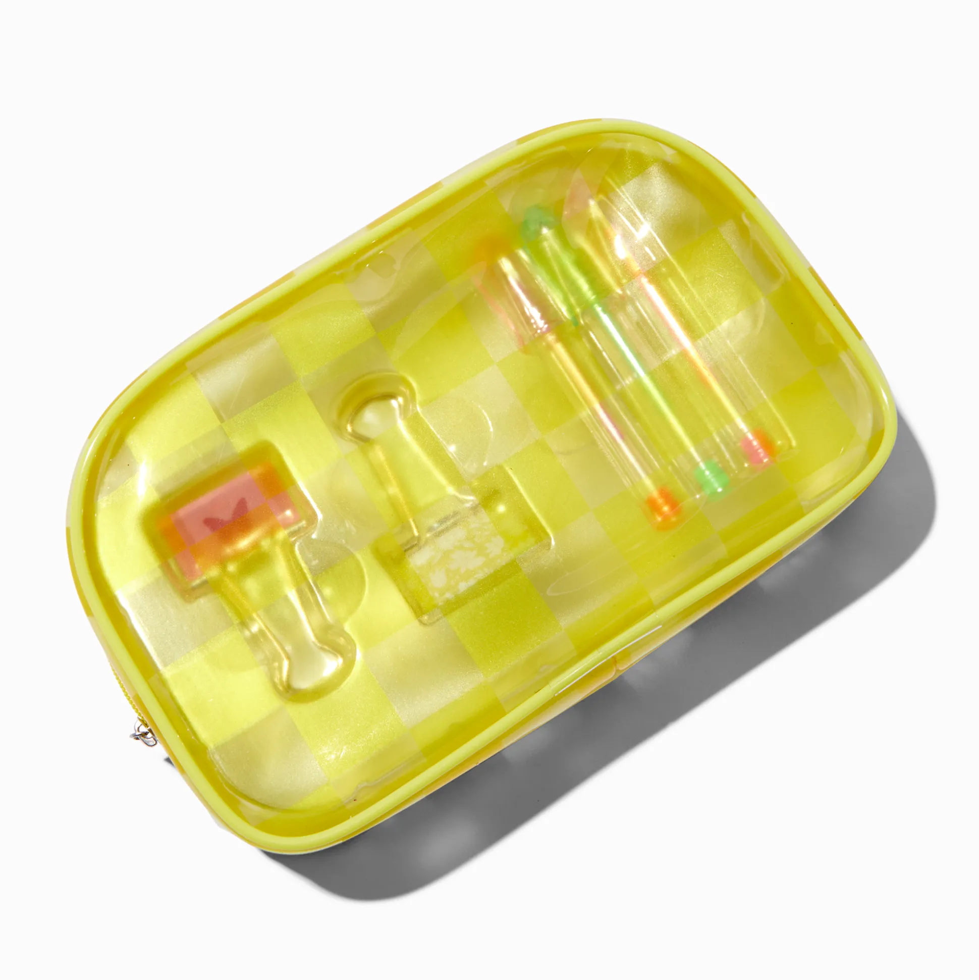 Yellow Checkered Clear Stationery Set